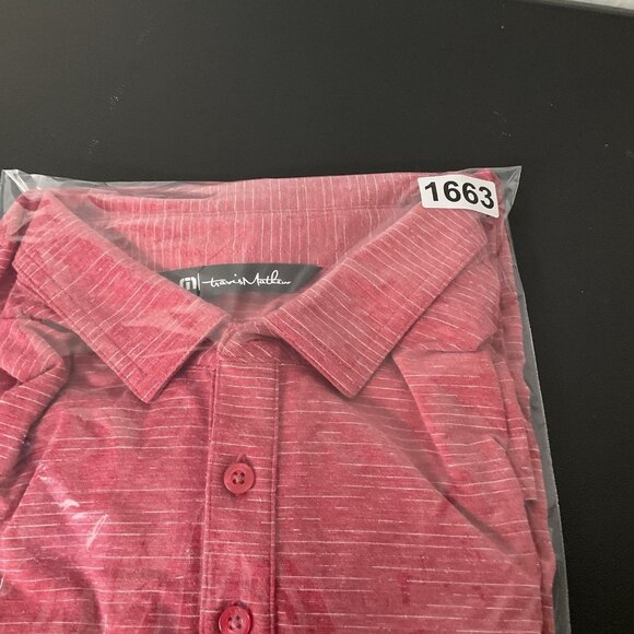 Travis Mathew Polo Shirt Men Large L Red Stripe Golf Short Sleeve Casual - Picture 13 of 13